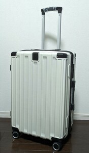 【新品】スーツケース Ｍサイズ 65L TSAロック 拡張機能付き ホワイト キャリーバッグ キャリーケース 超軽量 静音 耐衝撃 隠しフック