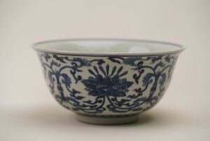【萬古】中国古美術 明時代 青花 茶碗 明青花 時代物 古玩 骨董品 唐物 時代物 当時物 置物