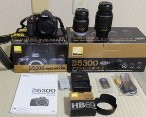 動作ＯＫ Nikon ニコン D5300 /DX VR AF-S NIKKOR 55-200mm 1:4.5-5.6 GⅡ ED VR / 18-55mm 1:3.5-5.6 GⅡ ED VR