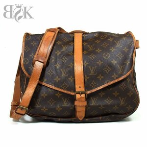 モノグラム ソミュール35 M42254 ショルダーバッグ 斜めがけ ブラウン LOUIS VUITTON ◆