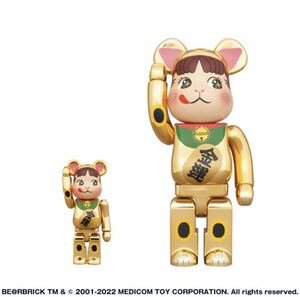 BE@RBRICK 招き猫 ペコちゃん 金運 金メッキ 100% & 400% MEDICOM TOY ベアブリック