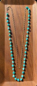 -SUI8- No.66 ターコイズのロングネックレス　14KGF 80.5cm A turquoises long necklace 14KGF