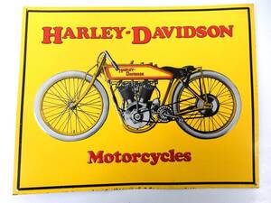 【レトロ？】HARLEY-DAVIDSON Motorcycles ハーレーダビットソン ブリキ製？? 看板 35.5cm程×28cm程 中古品 JUNK 現状渡し 一切返品不可で