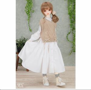 ボークス DD SD ゆるニットベスト＆ワンピセット ドルフィードリーム スーパードルフィー 服 衣装 ドレス ワンピース ドール用 ベージュ系