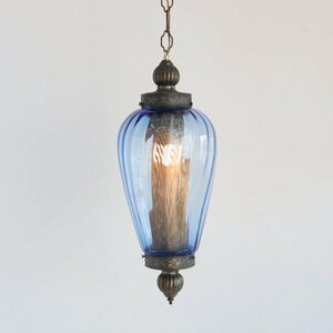 ヴィンテージ カラーガラス ペンダントライト / アメリカ アンティーク ガラス 吊り下げランプ 照明 シーリング USA #502-300-431