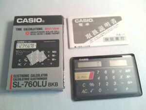 レトロ！CASIO　ソーラーカード電卓　SL-760LU　日本製　取説・箱付き★動作美品