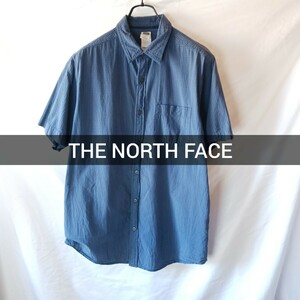 THE NORTH FACE 半袖シャツ Lサイズ ネイビー チェックシャツ ノースフェイス 古着 アウトドア アメカジ ヴィンテージ ビンテージ