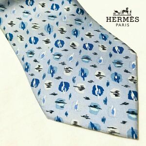 HERMES エルメス フランス製 ネクタイ 水色
