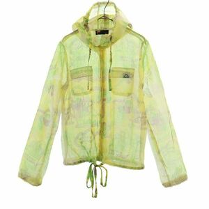 ディーゼル 総柄 フーディージャケット M イエロー系 DIESEL ジップアップジャケット ロゴワッペン レディース 230825