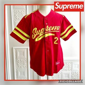 ◆新品未使用◆Supreme Velour Baseball Jersey Red M シュプリーム ベロア ベースボール 半袖 ジャージ レッド 赤 Tシャツ トップス 20FW