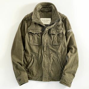 Ge13 Abercrombie & Fitch アバクロンビー&フィッチ ミリタリージャケット コットンジャケット 4ポケット Sサイズ カーキ メンズ 紳士服