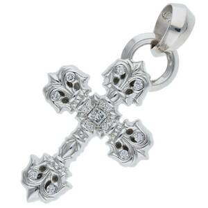 クロムハーツ Chrome Hearts 18K FILIG/CROSS-XSM P/D/フィリグリークロスXS PAVEダイヤ/ホワイトゴールドネックレストップ 中古 SJ02