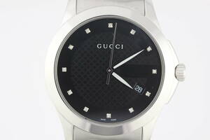 GUCCI グッチ 126.4 Gタイムレス 12Pダイヤ 黒文字盤 メンズ腕時計