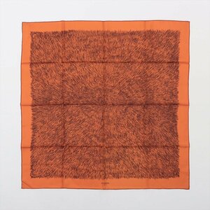 未使用 エルメス タグ付 カレ 90 イラストタッチ グラフィック オレンジ スカーフ シルク100％ Cマーク 絹 レディース EEM R20-1