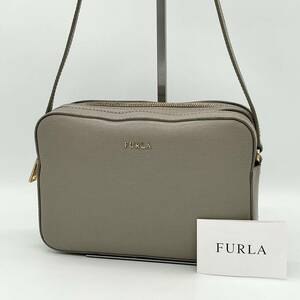 【極美品】FURLA フルラ LILLI リリー ポシェット サコッシュ ショルダーバッグ カメラバッグ 斜め掛け 肩掛け グレージュ EJ000320