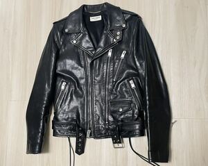 希少Y5CT1品番 13AW サンローランパリ L17 ダブルレザーライダースジャケット 44 エディスリマン Saint Laurent Paris 2013 バイカー L01