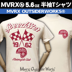 Tシャツ XL 半袖 メンズ バイク 車 MVRX ブランド SpeedSter 生成り ナチュラル
