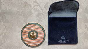 ミキモト　手鏡　コンパクトミラー（7㎝）中央にパール　レアな模様　保存袋入り