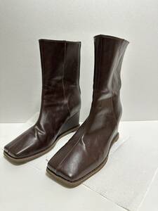 【レディアゼル】スクエアトゥウェッジヒールブーツ ブラウンレディース サイズ:M REDYAZEL ショートブーツ・ブーティ茶 女性 シューズ 靴