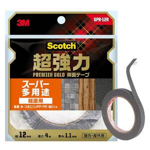 幅12mm セミロング 3M 両面テープ 超強力 スーパー多用途 粗面用 幅12mm 長さ4ｍ スコッチ SPR-12R セミロン