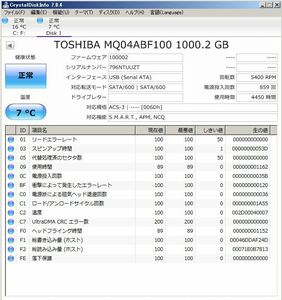 T534◇◆中古 東芝 MQ04ABF100 1TB 2.5 HDD