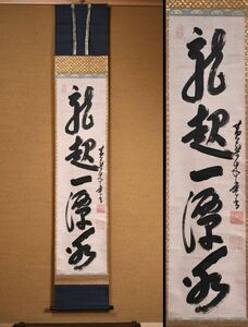 【過雲庵】掛け軸 [黄檗木庵] 書 「龍起一潭氷」 一行書 黄檗宗 中国明代渡来僧 禅宗 茶掛 紙本 真作保証 箱付