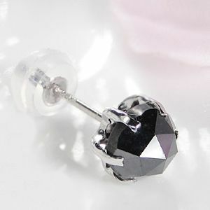 pt900 プラチナ ブラックダイヤモンド ピアス片耳用 1.00ct AAAクラス (black-pia-pt900-1-00ctup)