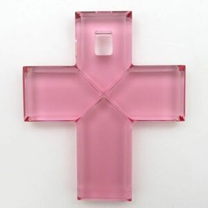 バカラ ネックレス ● クロス 十字架 ピンク ペンダント トップ ビジュー ビジュウ チョーカー ローマンクロス 布袋付 紐おまけ