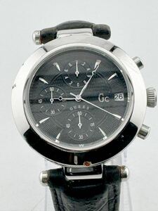 GUESS COLLECTION ゲス GC7000 メンズ 腕時計 QZ クォーツ ブラック文字盤 ヴィンテージ ブランド レザーベルト【k3265】