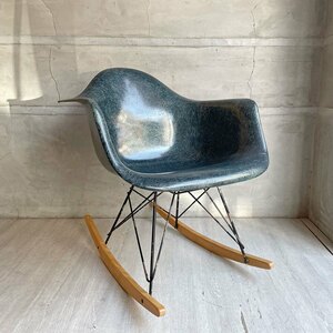 ♪ ハーマンミラー Herman Miller アームシェルチェア 2nd ロッカーベース ネイビー FRP ビンテージ GATC社 フレイムロゴ イームズ 希少