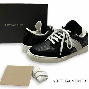正規品 Bottega Veneta ボッテガ ヴェネタ SNEAKER PELLE イントレチャート スエード レザー ローカット スニーカー 42 白×黒 メンズ