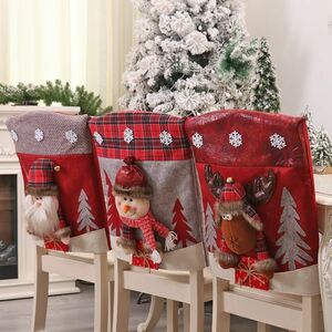 クリスマス サンタクロース 椅子カバー 3個セット パーティー プレゼント 　R720