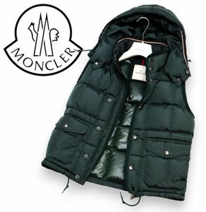 国内正規品 MONCLER TAPAJOS GILET 120914330500 モンクレール トリコロールライン メンズ フード付 ダウンベスト グリーン 0 S-6