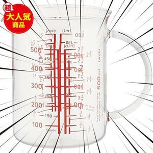 ★04.500ml_取っ手付き★ (イワキ) 耐熱ガラス 計量カップ メジャーカップ 500ml 把手付き BTMC500T-R