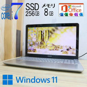 ★美品 最上級i7！新品SSD256GB メモリ8GB★SVF15A19CJS Core i7-3537U Webカメラ Win11 MS Office2019 Home&Business ノートPC★P70825