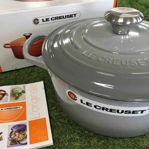 GX2271 LE CREUSET ル・クルーゼ 両手鍋 ココット ロンド 21177-24cm ホーロー鍋 料理 調理器具 ミストグレイ 箱汚れ有り 未使用 保管品 鍋