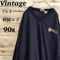 【k2773】USA古着90sヴィンテージ刺繍ロゴナイロンプルオーバージャケット