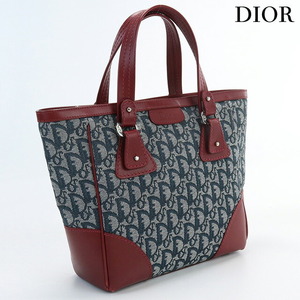 中古 クリスチャンディオール トートバッグ レディース ブランド Christian Dior トロッター レザー ネイビー バッグ