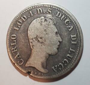 イタリア Lucca 1837年 2リラ 銀貨