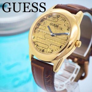 636 GUESS ゲス時計　メンズ腕時計 ゴールド アンティーク　ブラウン