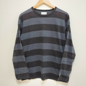 S■ agnes b. homme アニエスベー オム メンズ 長袖Tシャツ ロンT ボーダー サイズ2 黒 × グレー 綿 コットン トップス カットソー