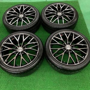 程度良品！人気のレオニス　19×8J+35 114.3-5H 溝あり225/40R19 フーガスカイラインクラウンアスリートマジェスタマークX 4本セット