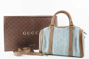 【超美品】GUCCI グッチ デニム ミニボストン ハンドバッグ 2WAYショルダー 269876・525040【OT41】