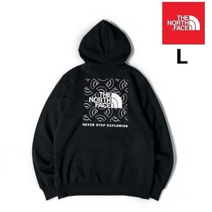 1円～!売切!【正規新品】THE NORTH FACE BOX NSE PULLOVER HOODIE パーカー US限定 ボックスロゴ 裏起毛 グラフィック(L)黒 181130-30