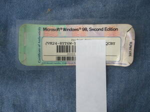 Windows 98 Second Edition SE プロダクトキーシール 