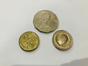 外国銭 硬貨3枚 おまとめ オーストラリア 50セント ノルウェー王国 10クローネ シンガポール 1ドル 希少 コイン