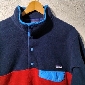 パタゴニア　フリース　Patagonia　シンチラ　SNAP-T　スナップT　プルオーバー　ネイビー　レッド　バイカラー　navy red M 男女兼　cny