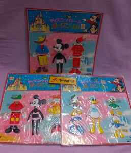 当時物 昭和レトロ ディズニー パレード フィギュア ビニール人形 ビンテージ タケミ 日本製 三枚 ミッキー ミニー ドナルド