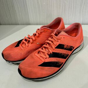 【26.0cm】即決！adidas アディダス アディゼロ ジャパン5(レッド※ネオンオレンジ) 中古品 ブーストソール ランニング レース マラソン