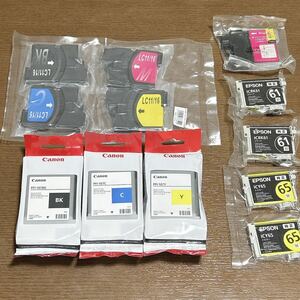  Canon EPSON brother/未開封純正 互換インクジェットプリンター インクカートリッジまとめ 12個 ICY65 ICBK61 PFI-107 LC11/16 NIS